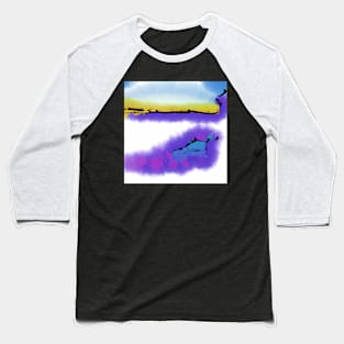 Purple Abstract Beach Baseball T-Shirt